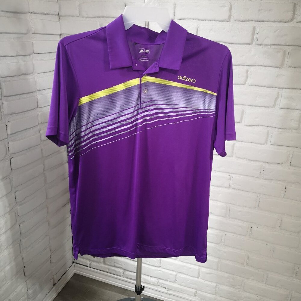 Adidas Adizero Men's Size Large Purple w/ Grey & Lime Accents Straight Fit Polo